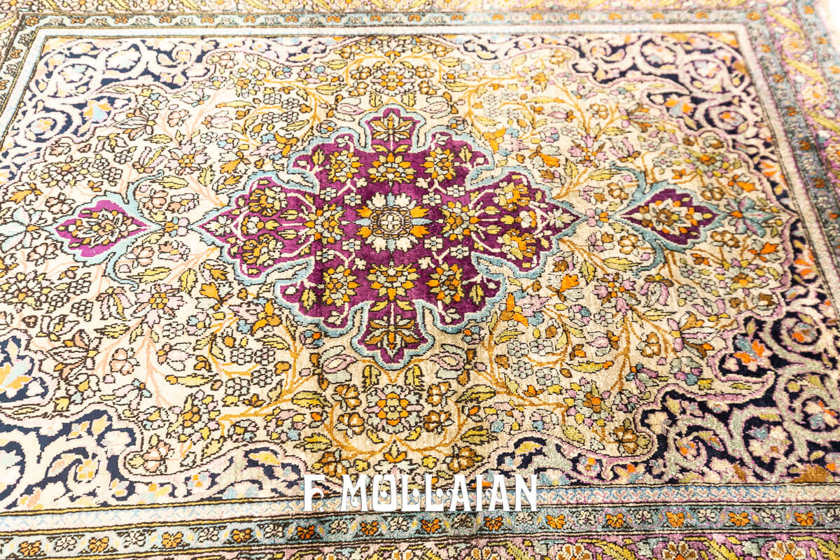 Kashan Mohasham Silk Rug n°:828802